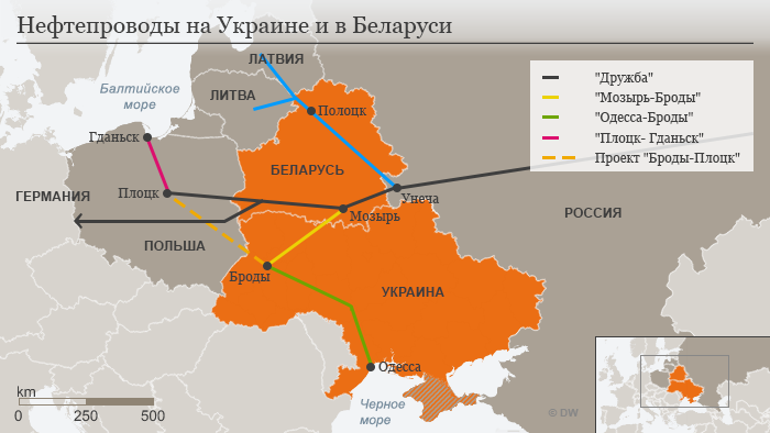 Infografik Öl-Pipelines Ukraine Belarus RUS