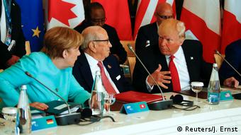 G7 Gipfeltreffen Donald Trump spricht mit Angela Merkel und Beji Caid Essebsi (Reuters/J. Ernst)