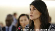 Nikki Haley vor dem UN-Menschenrechtsrat in Genf