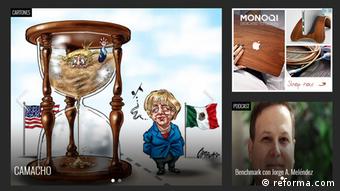 Screenshot von Karikatur von Merkel und Trump auf der Seite reforma.com (reforma.com)