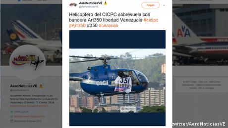 Screenshot Twitter Helikopter in Venezuela (twitter/AeroNoticiasVE)