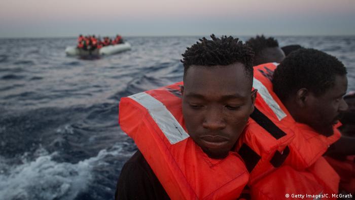 People being rescued off Lampedusa, Italy in June