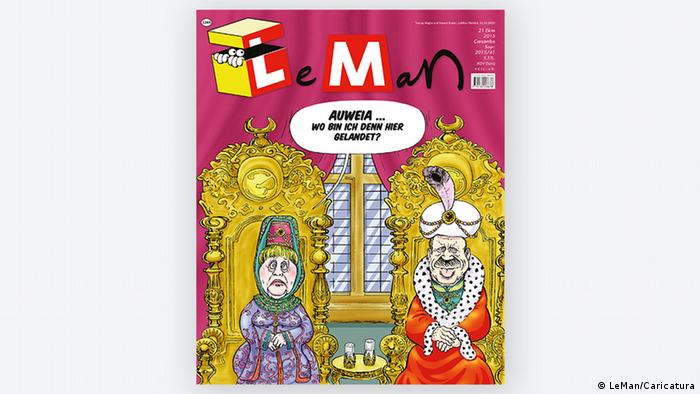 Angela Merkel and Erdogan in a cartoon on the magazine LeMan (Photo: LeMan/Caricatura)