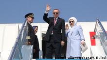 Türkei Präsident Recep Tayyip Erdogan und seine Frau fliegen nach Saudi-Arabien ab