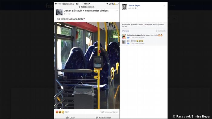 Facebook-Screenshot: Bus sitze versehentlich für Burkas gehalten (Facebook/Sindre Beyer)