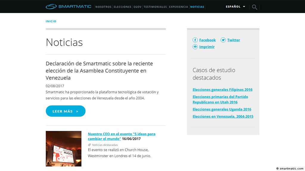 Screenshot der Seite smartmatic.com