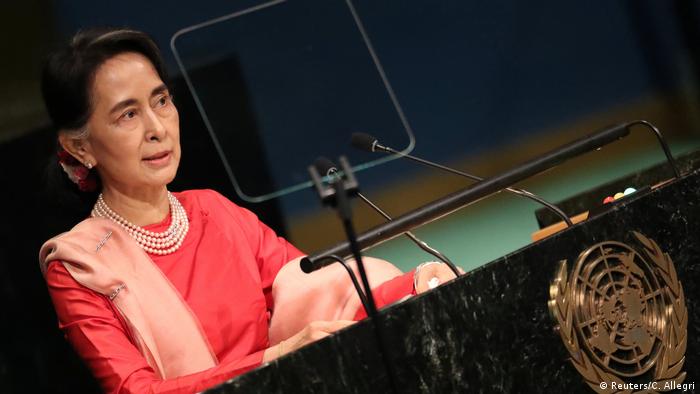 Myanmar Aung San Suu Kyi Rede vor der UN Vollversammlung in New York 2016 (Reuters/C. Allegri)