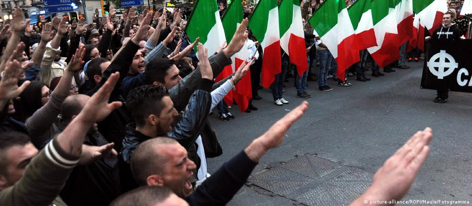 Manifestação neonazista em Milão em 2014