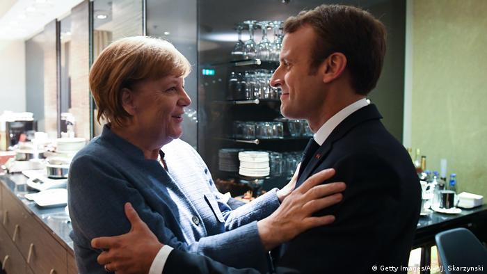 Estland EU-Digital Gipfel in Tallinn- Emmanuel Macron und Angela Merkel (Getty Images/AFP/J. Skarzynski)