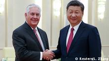 China Rex Tillerson trifft chinesischen Präsidenten Xi Jinping