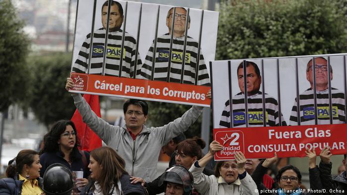 Protestas contra el vicepresidente Glas y el expresidente Rafael Correa.
