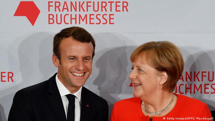 Deutschland Frankfurter Buchmesse 2017 Eröffnung Merkel und Macron (Getty Images/AFP/J. Macdougall)
