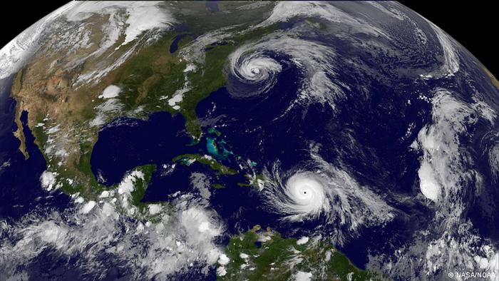 Satellitenbild Atlantik Hurricane Maria und Hurricane Jose (NASA/NOAA)