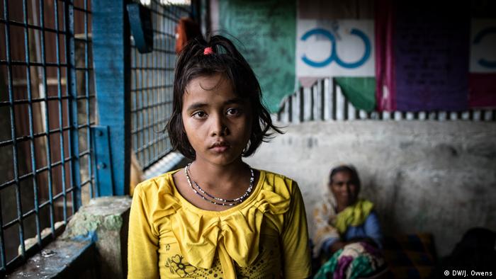 Rohingya girl in a shelter