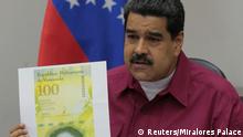 Venezuela - Maduro präsentiert 100 000-Bolivar-Schein