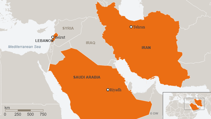 Karte Libanon Saudi-Arabien Iran ENG