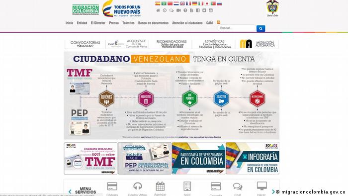 Portal de Migración Colombia con información oficial para los venezolanos
