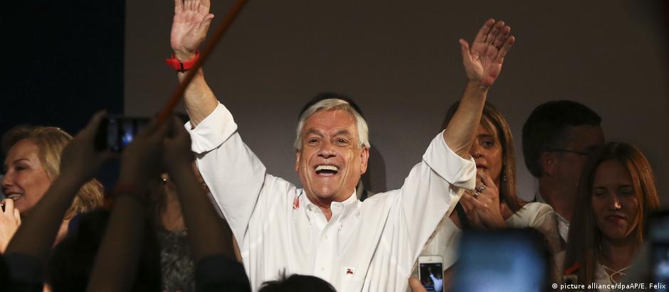 O ex-presidente Sebastián Piñera, que lidera a coligação de direita Chile Vamos, conquistou 36,62% dos votos
