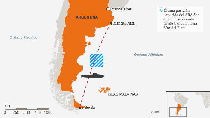 Karte U-Boot ARA San Juan SPA