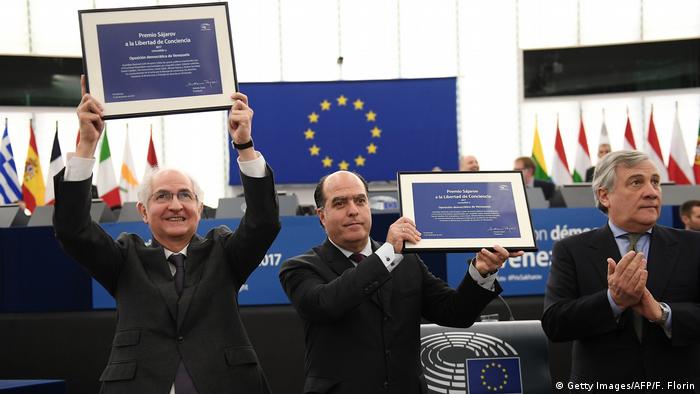 Europäisches Parlament in Straßburg Sacharow-Preis 2017 | Julio Borges & Antonia Ledezma (Getty Images/AFP/F. Florin)