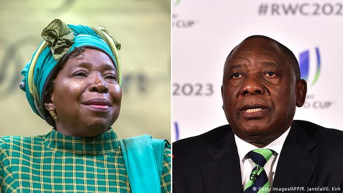 Bildkombo Nkosazana Dlamini-Zuma und Cyril Ramaphosa (Getty Images/AFP/R. Jantilal/G. Kirk)