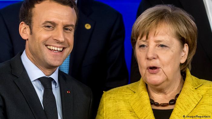 Emmanuel Macron y Angela Merkel 
