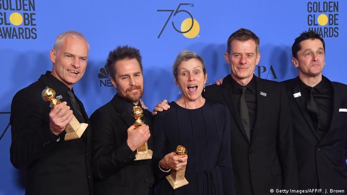 Golden Globes 2018 Martin McDonagh, Sam Rockwell, Frances McDormand, (Getty Images/AFP/F. J. Brown)