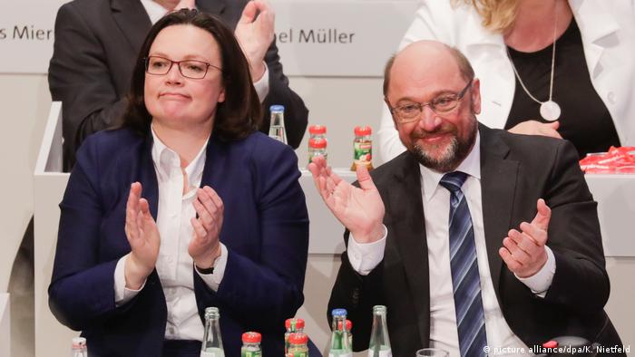 Außerordentlicher SPD-Parteitag Andrea Nahles und Martin Schulz