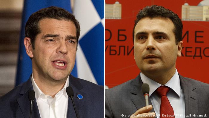 Bildkombo Alexis Tsipras und Zoran Zaev (picture-alliance/abaca/R. De Luca//AP Photo/B. Grdanoski)