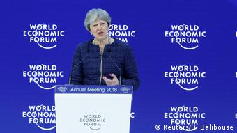 Theresa May beim Weltwirtschaftsforum in Davos (Reuters/D. Balibouse)