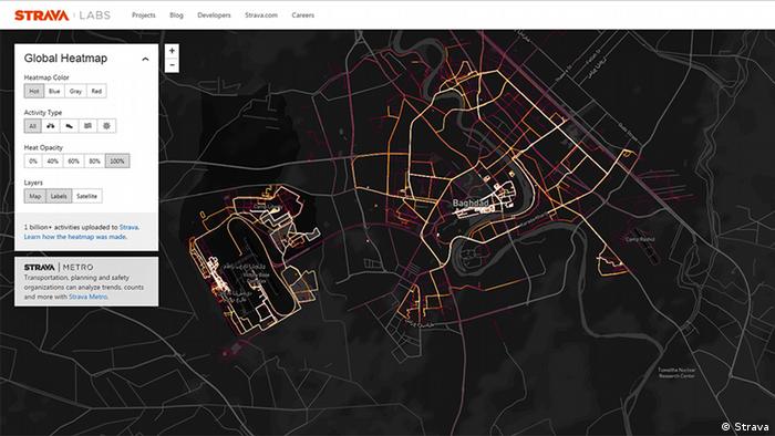 Скриншот интерактивной карты Global Heat Map в районе Багдада