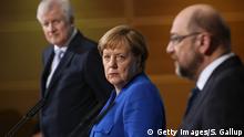 Koalitionsverhandlungen von Union und SPD Schulz Seehofer Merkel