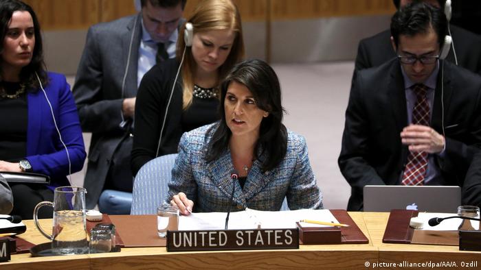 USA UN-Sicherheitsrat US-Botschafterin für die UN Nikki Haley (picture-alliance/dpa/AA/A. Ozdil)