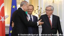 Bulgarien Warna EU Türkei Gipfel Erdogan, Donald Tusk und Jean-Claude Juncker 