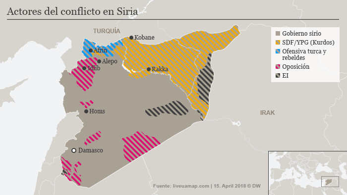 Karte Syrien kontrollierte Gebiete 11. April 2018 SPA