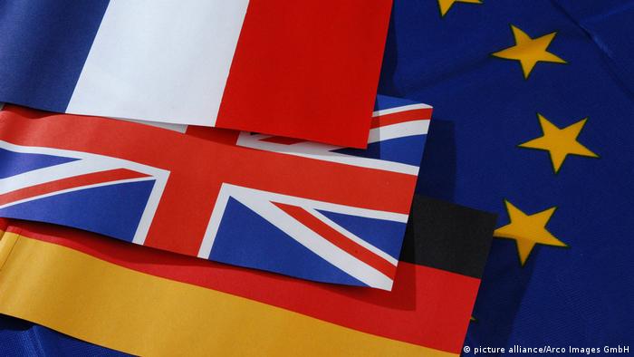 پرچم‌های فرانسه، بریتانیا، آلمان و اتحادیه اروپا