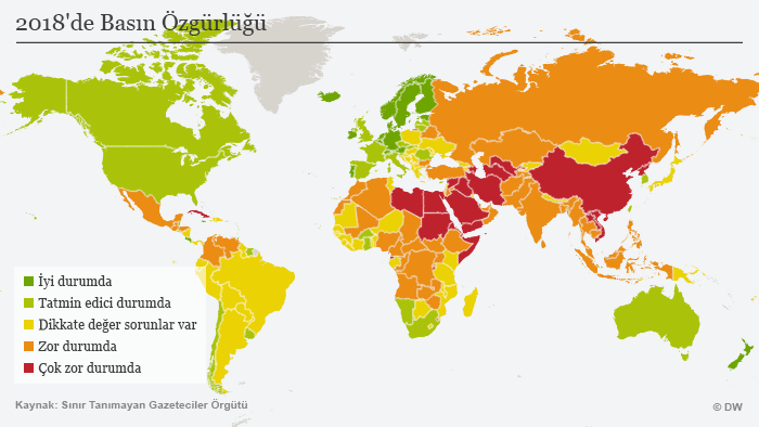 Infografik Karte Pressefreiheit weltweit 2018 TUR