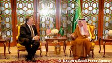 Saudi-Arabein Riad Mike Pompeo trifft Außenminister Adel Al-Jubeir in Riyadh