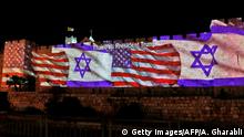 Israel Eröffnung der US-Botschaft in Jerusalem | Videoprojektion auf Festungswall 