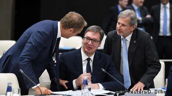 Bulgarien EU-Balkan-Gipfel in Sofia | Tusk & Vucic & Hahn (Reuters/D. Dilkoff)