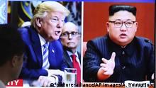 Südkorea TV Bildschirm Donald Trump, Kim Jong Un