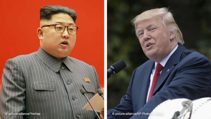 Kombobild von Kim Jong Un und Trump