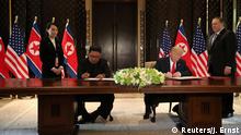  Singapore Summit Donald Trump Kim Jong Un Unterzeichnung