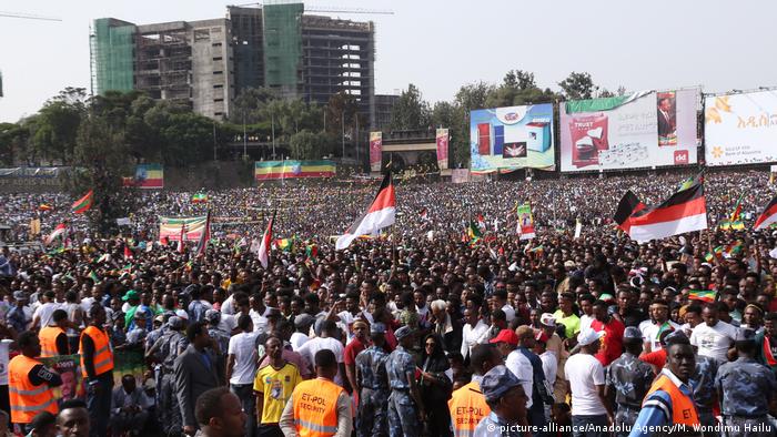 Äthiopien Demonstration Untersützung für Premierminister Abiy Ahmed in Addis Ababa