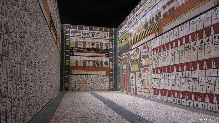 A complex of wooden tombs with pictograms on the walls (DAI Cairo)