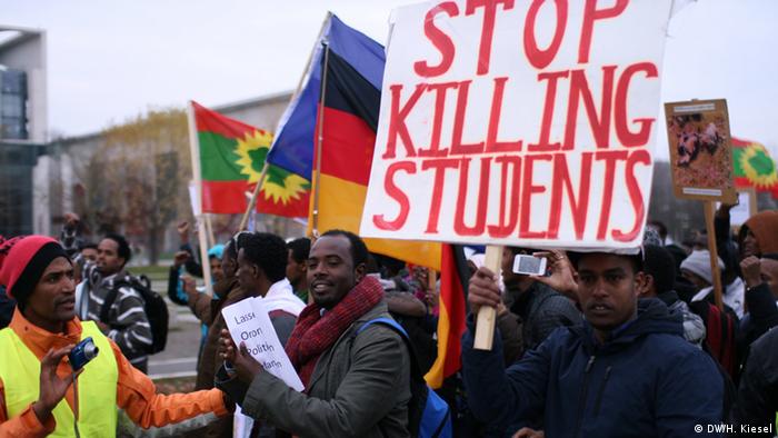 Berlin Demonstration von Oromo-Aktivisten (DW/H. Kiesel)