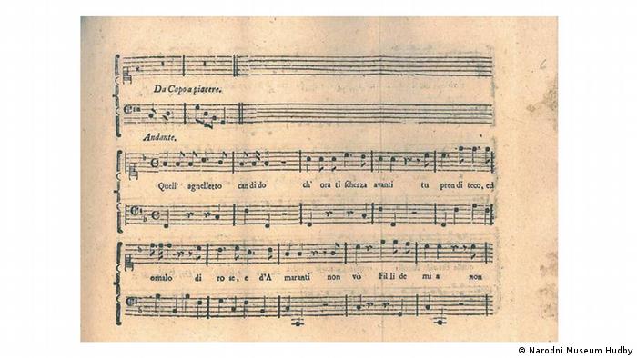 Моцарт и Сальери на одной странице: на этой, третьей странице нотной вклейки мы видим конец сочиненного Сальери и начало строфы, положенной на музыку Моцартом