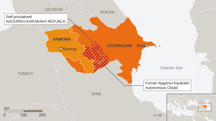 Karte Aserbaidschan Armenien Berg-Karabach Englisch