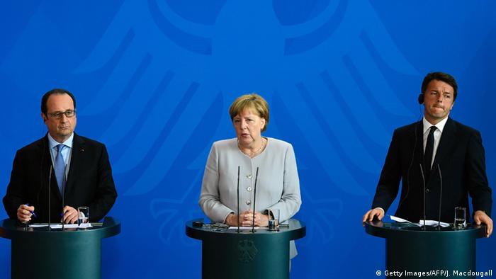 Deutschland Berlin PK Merkel Renzi und Hollande