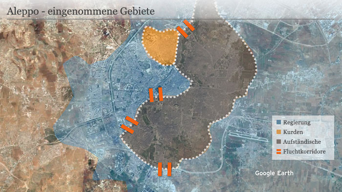 Karte Aleppo Eingenommene Gebiete